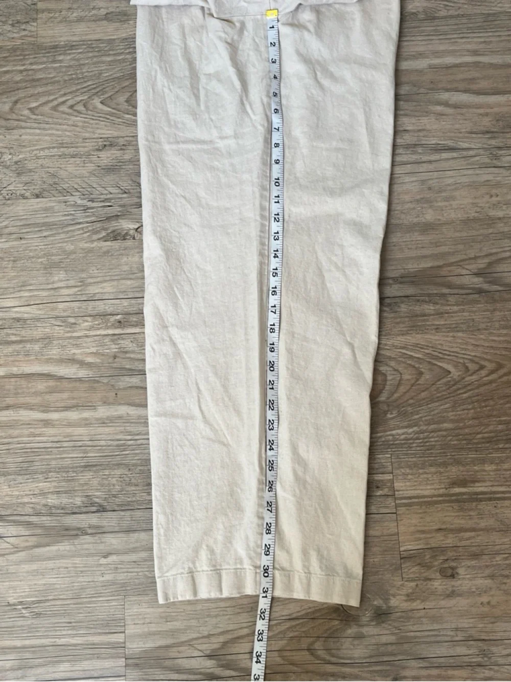 Oak Hill Men’s 1X Khaki Drawstring Linen Cotton Pants Pockets 32” Length
